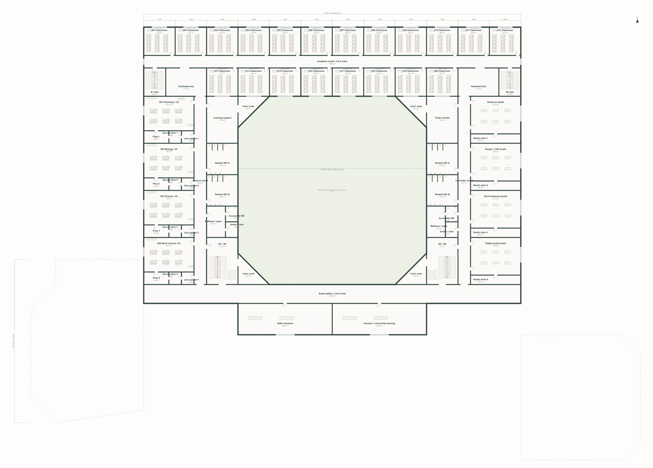 The school's first floor plan